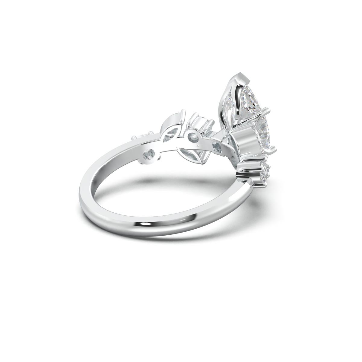 Marquise Mixed Side-Stone Engagement Ring