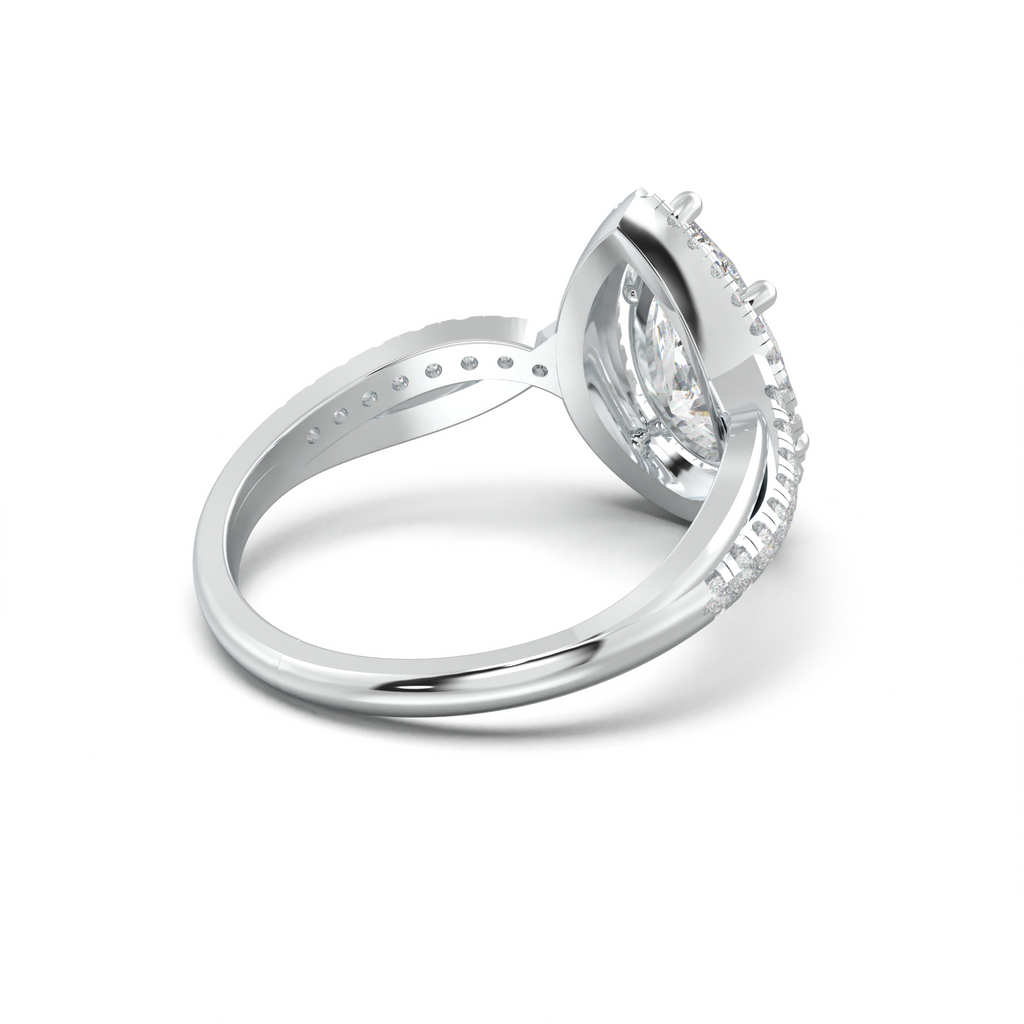 Pear Halo Twisted Pavé Engagement Ring