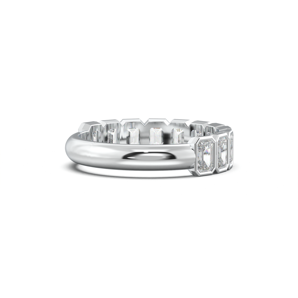 Emerald Bezel Half-Eternity Wedding Band