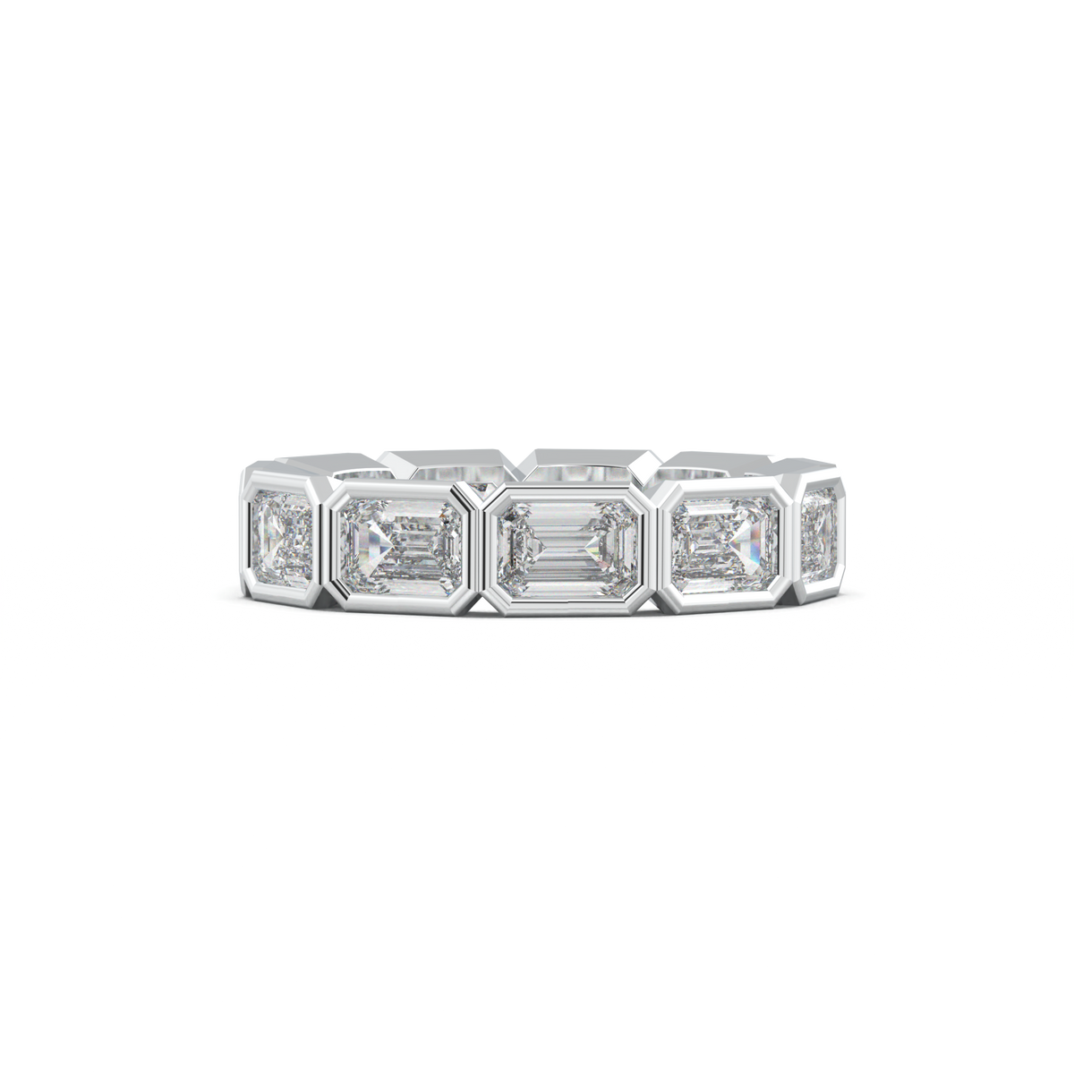 Emerald-Cut Bezel-Style Eternity Wedding Band