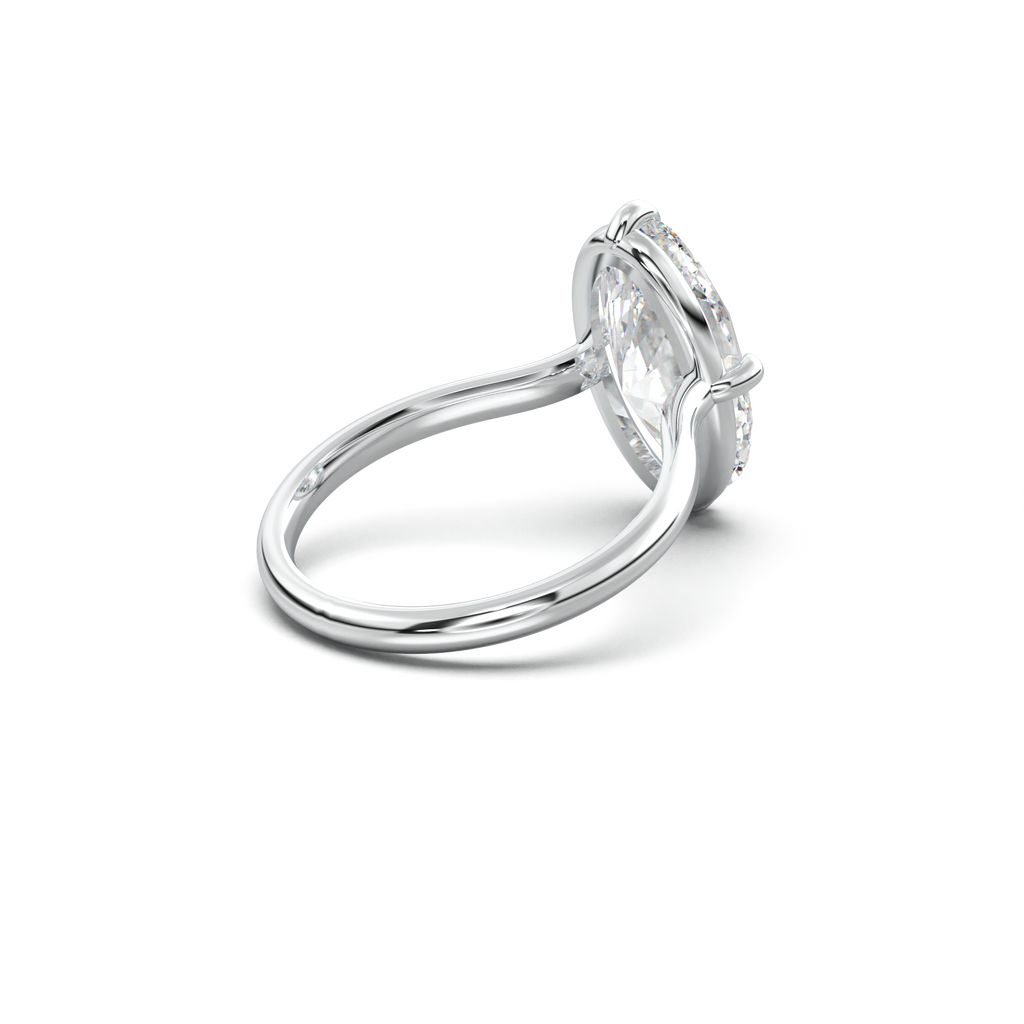 Elongated Moval Solitaire Engagement Ring