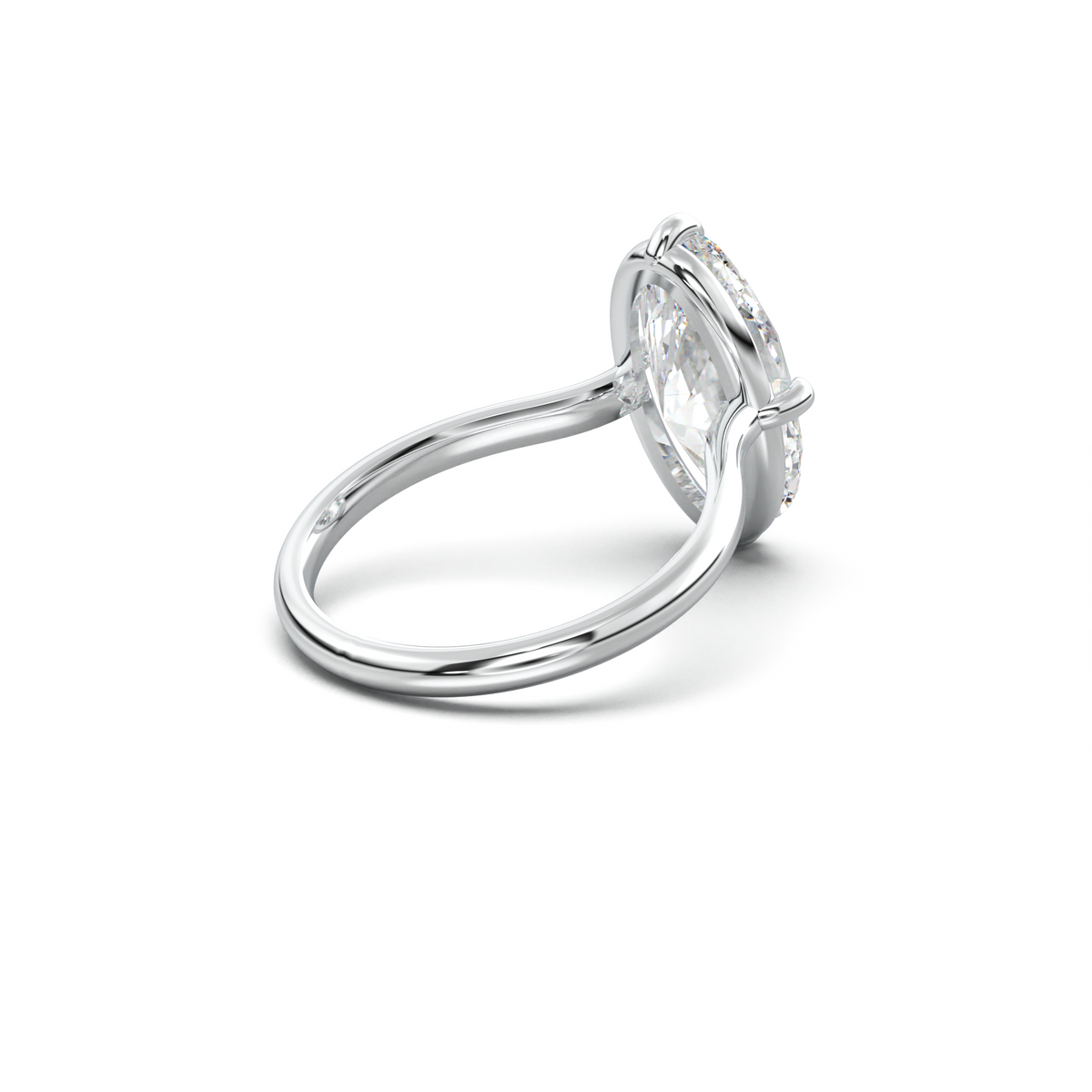 Elongated Moval Solitaire Engagement Ring
