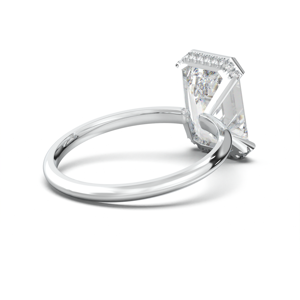 Emerald Hidden Halo Engagement Ring