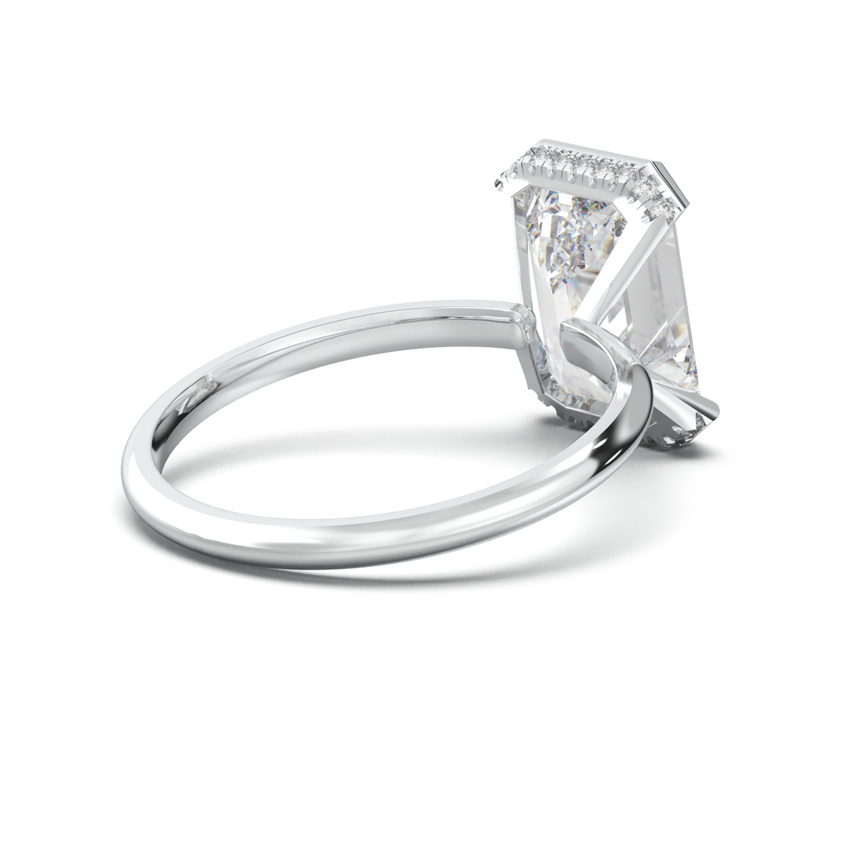 Emerald Hidden Halo Engagement Ring