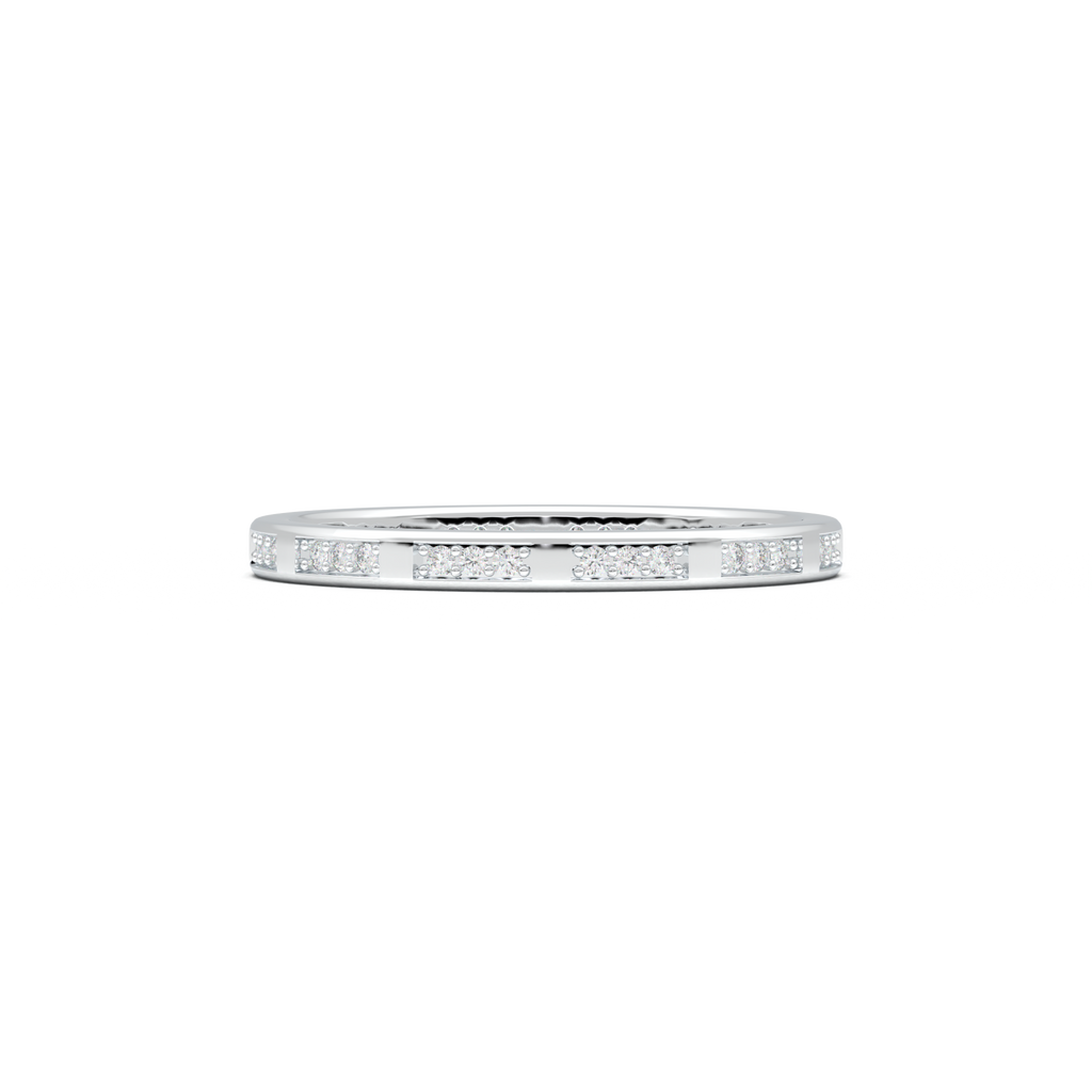 Geometric Round Diamond Wedding Band