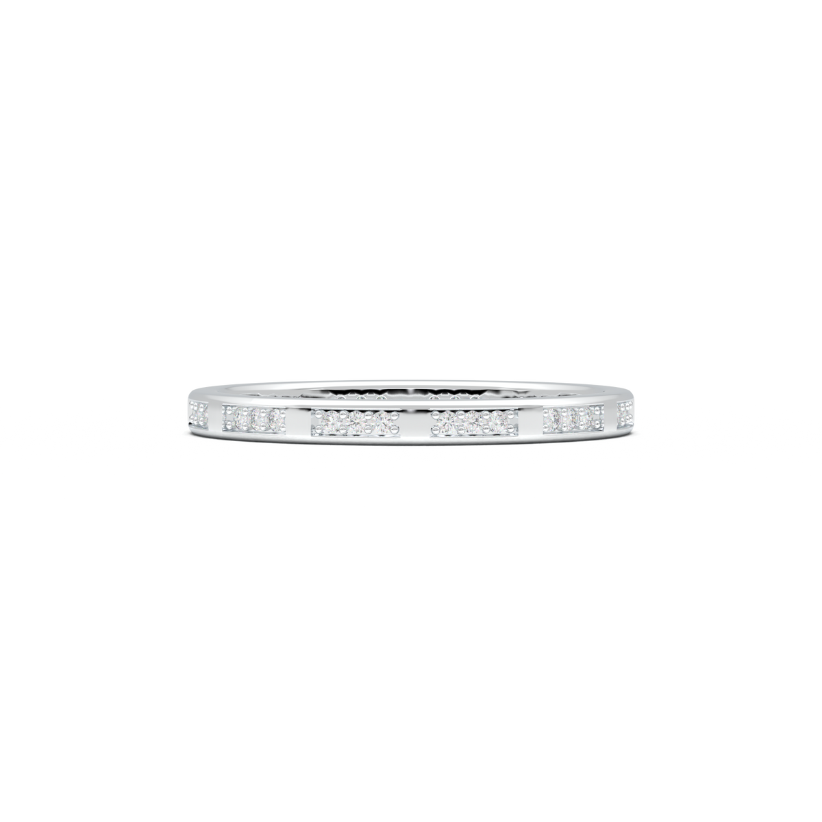 Geometric Round Diamond Wedding Band
