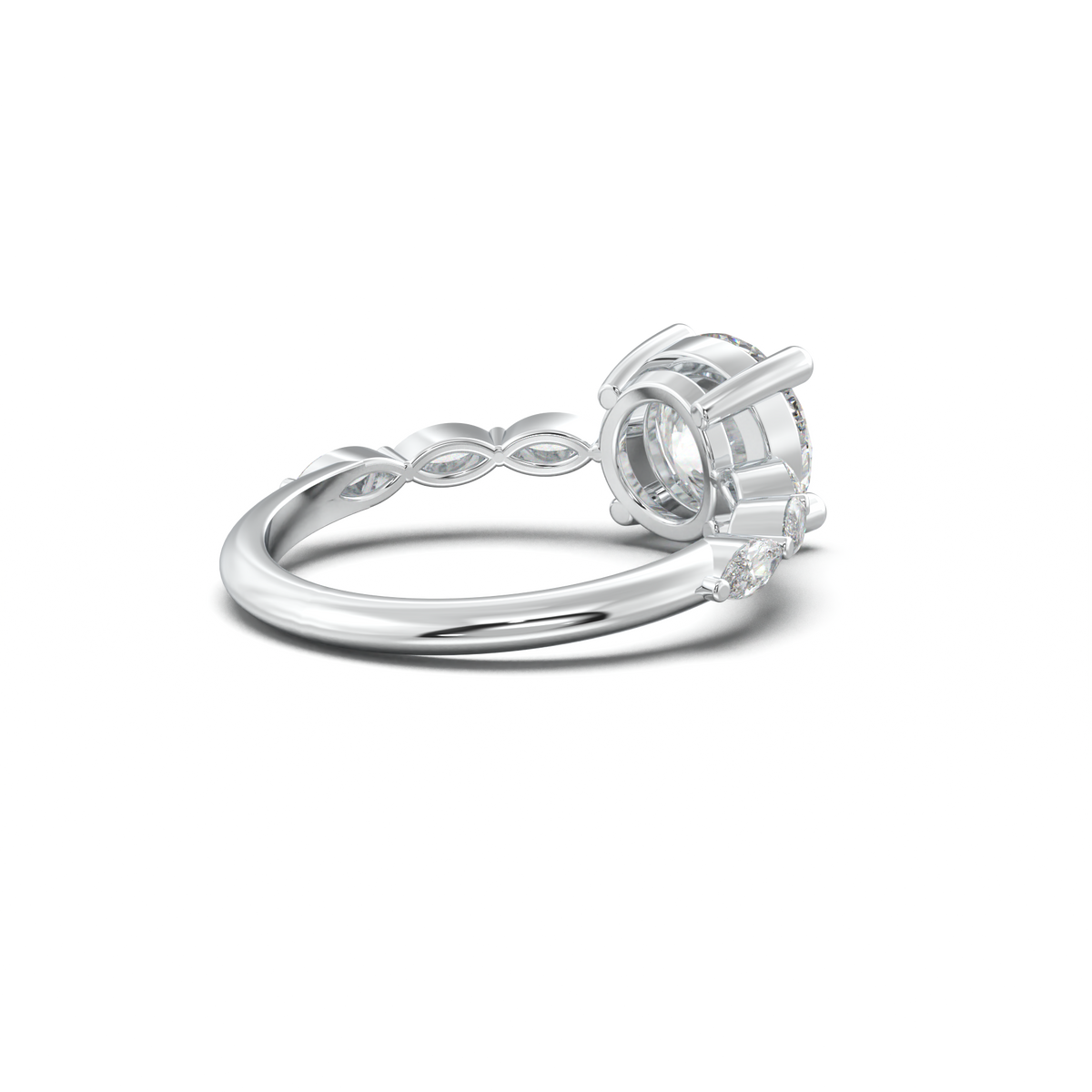 Round Marquise Side-Stone Engagement Ring
