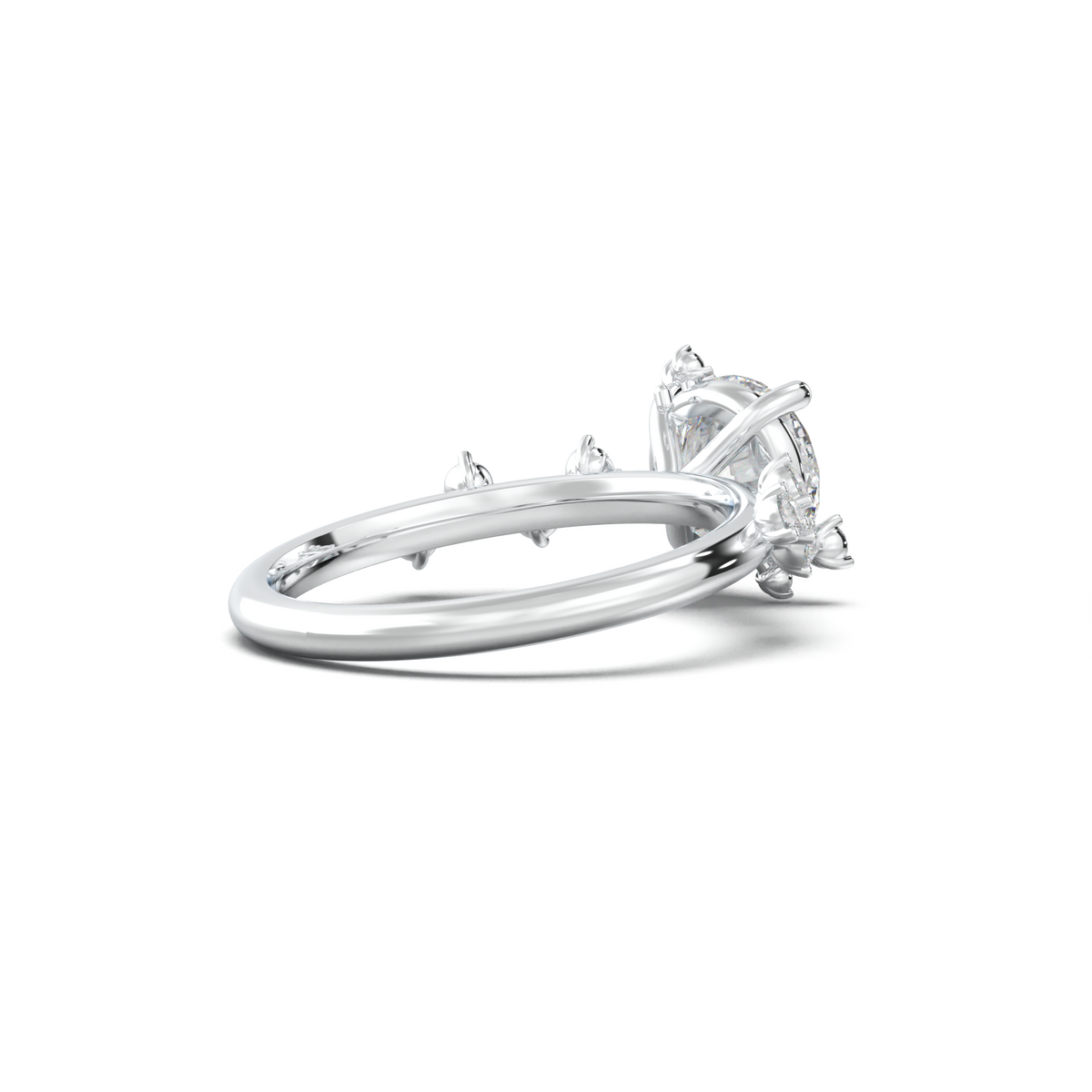 Round Botanical Accent Engagement Ring