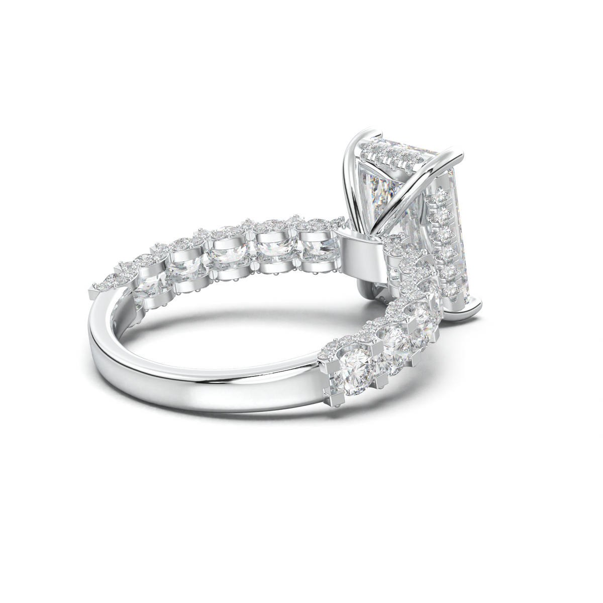 Radiant Diamond Band Engagement Ring