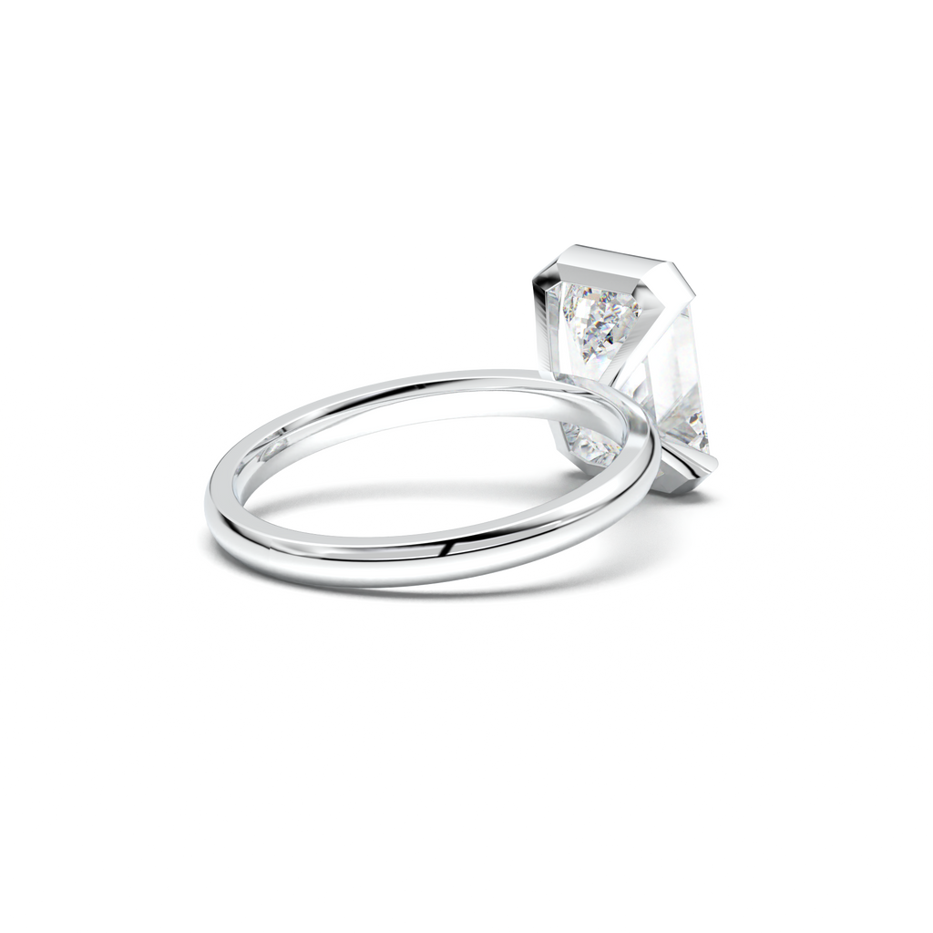 Emerald Cut Half-Bezel Engagement Ring