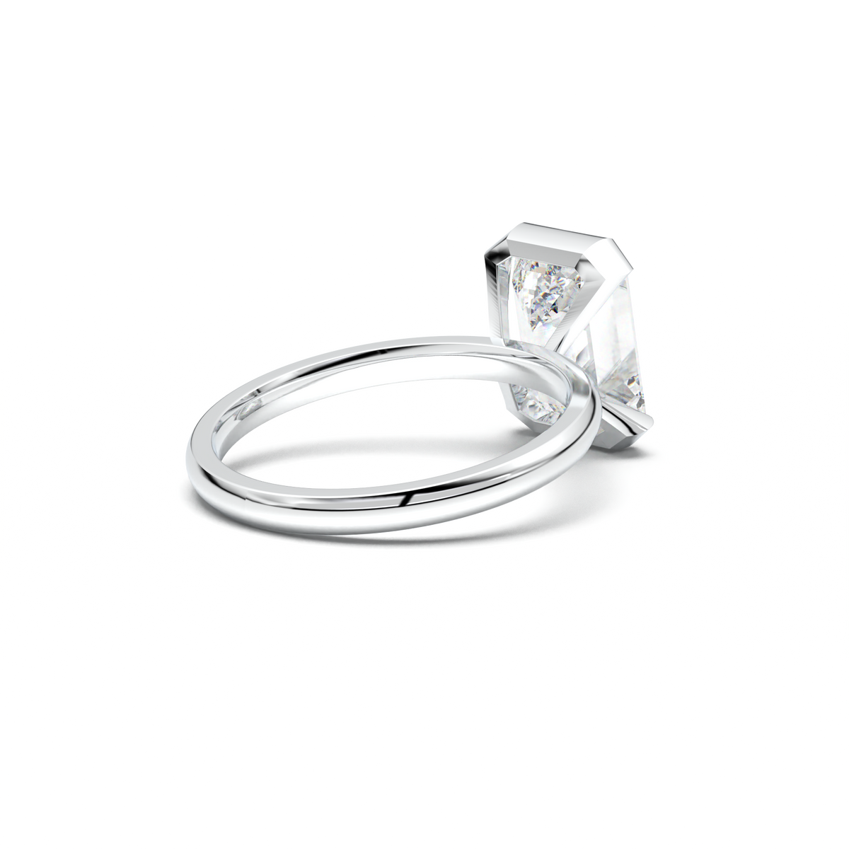 Emerald Cut Half-Bezel Engagement Ring