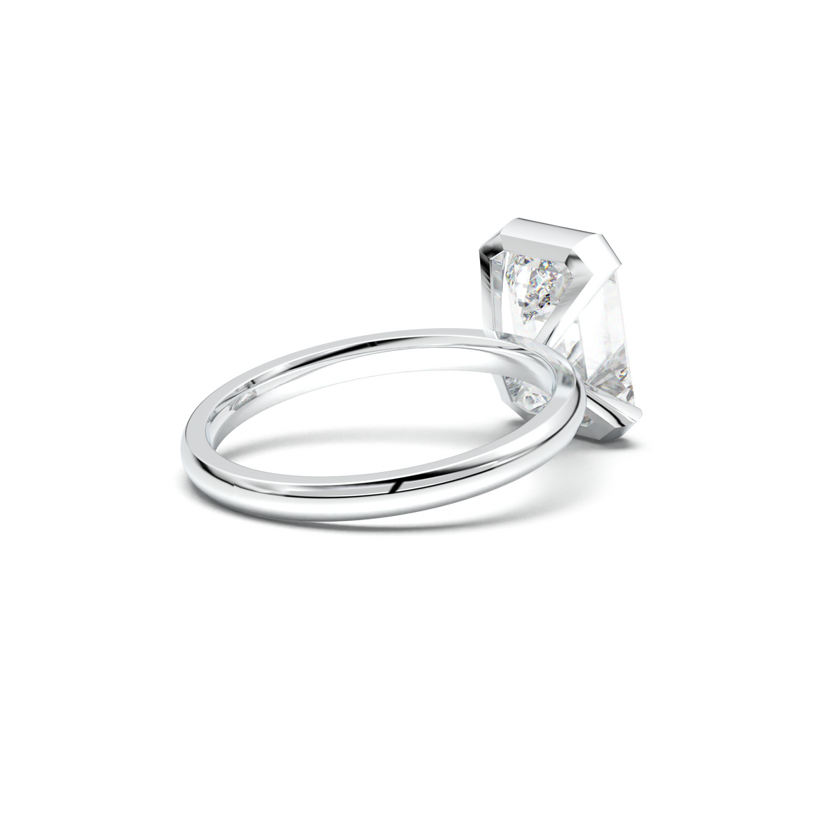 Emerald Cut Half-Bezel Engagement Ring