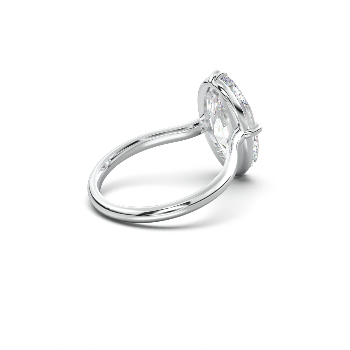 Elongated Moval Solitaire Engagement Ring
