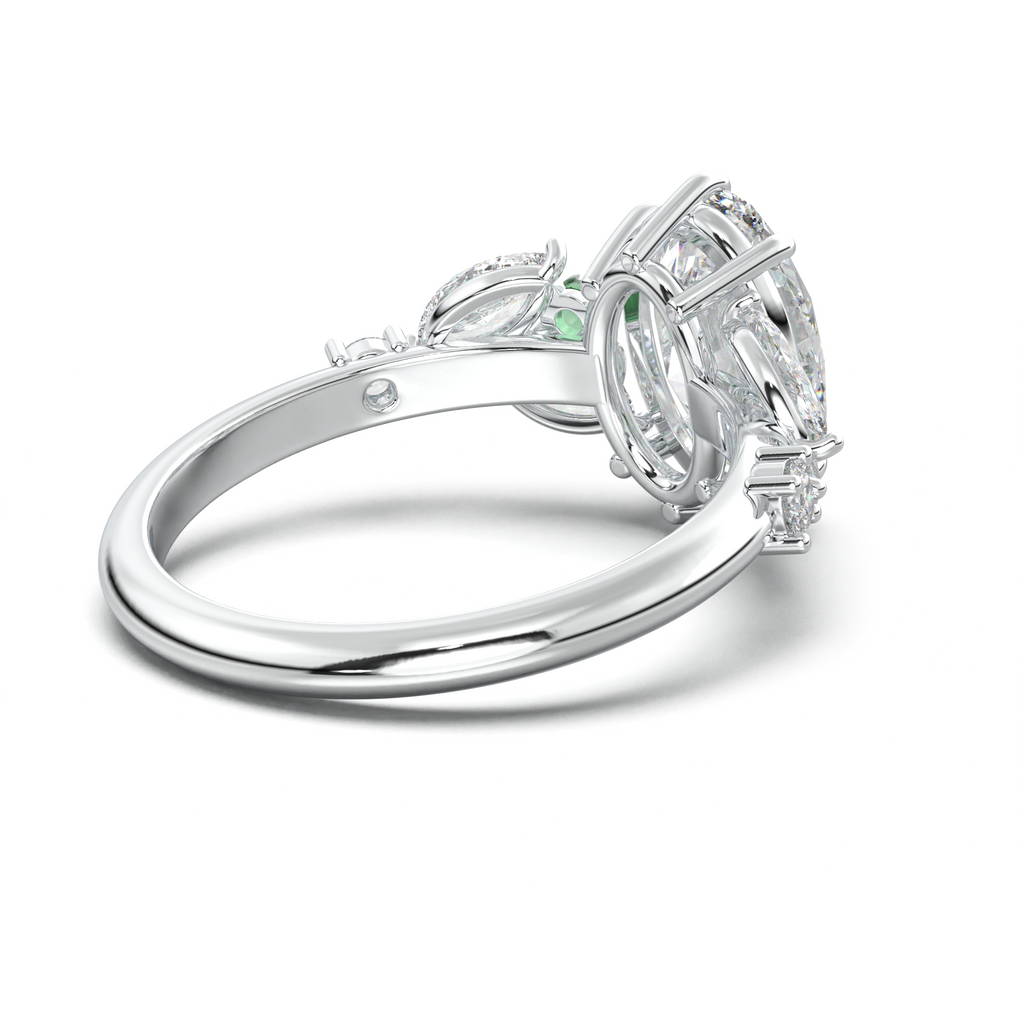 Oval Marquise-Accent Engagement Ring