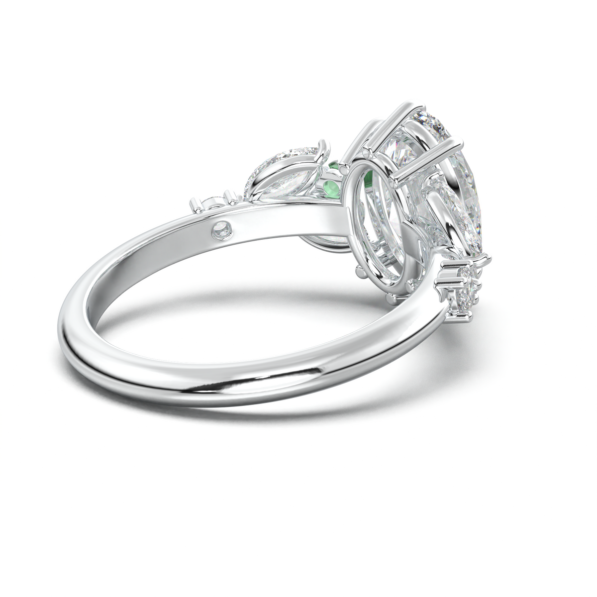 Oval Marquise-Accent Engagement Ring