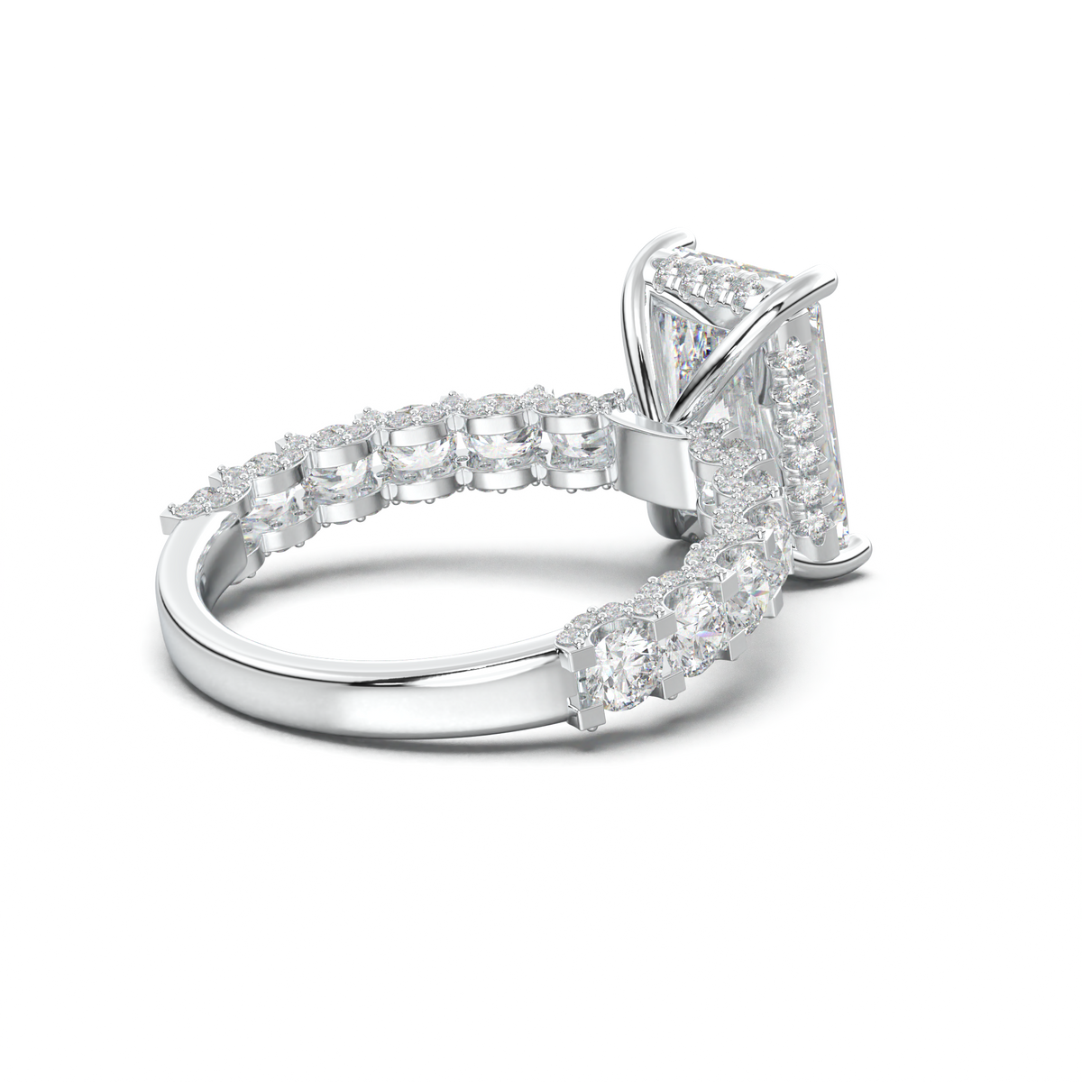 Radiant Diamond Band Engagement Ring