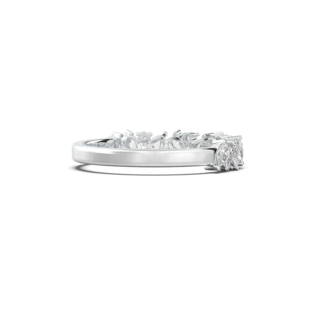 Alternating Pear & Round Half-Eternity Wedding Band