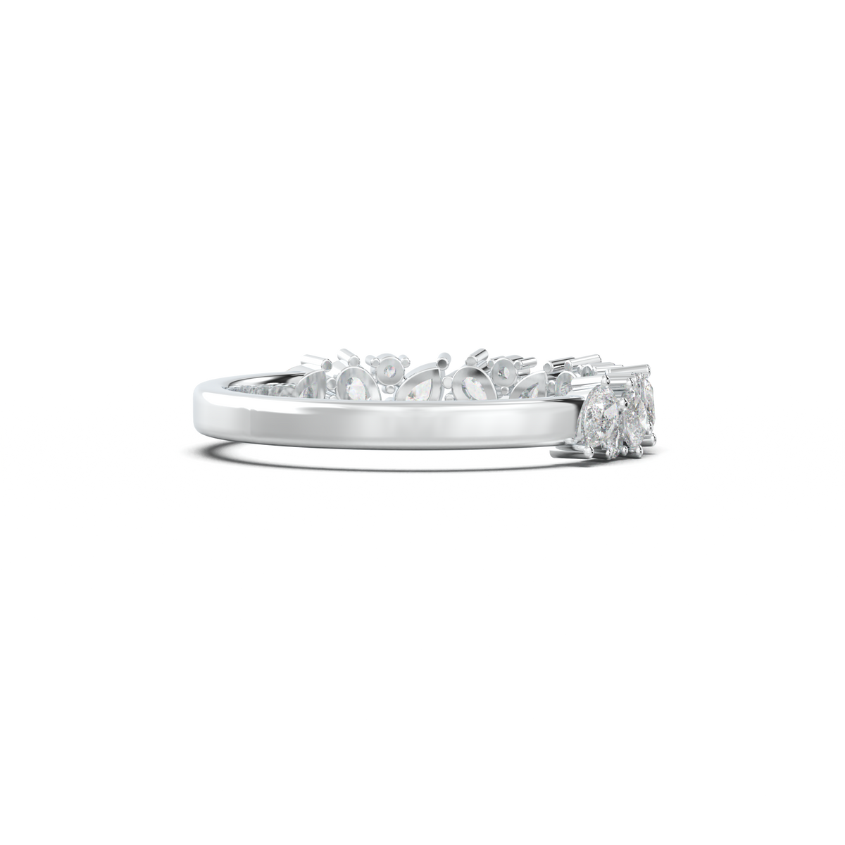 Alternating Pear & Round Half-Eternity Wedding Band