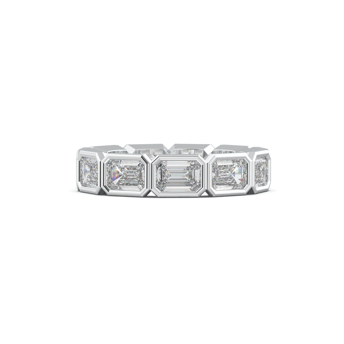 Emerald-Cut Bezel-Style Eternity Wedding Band