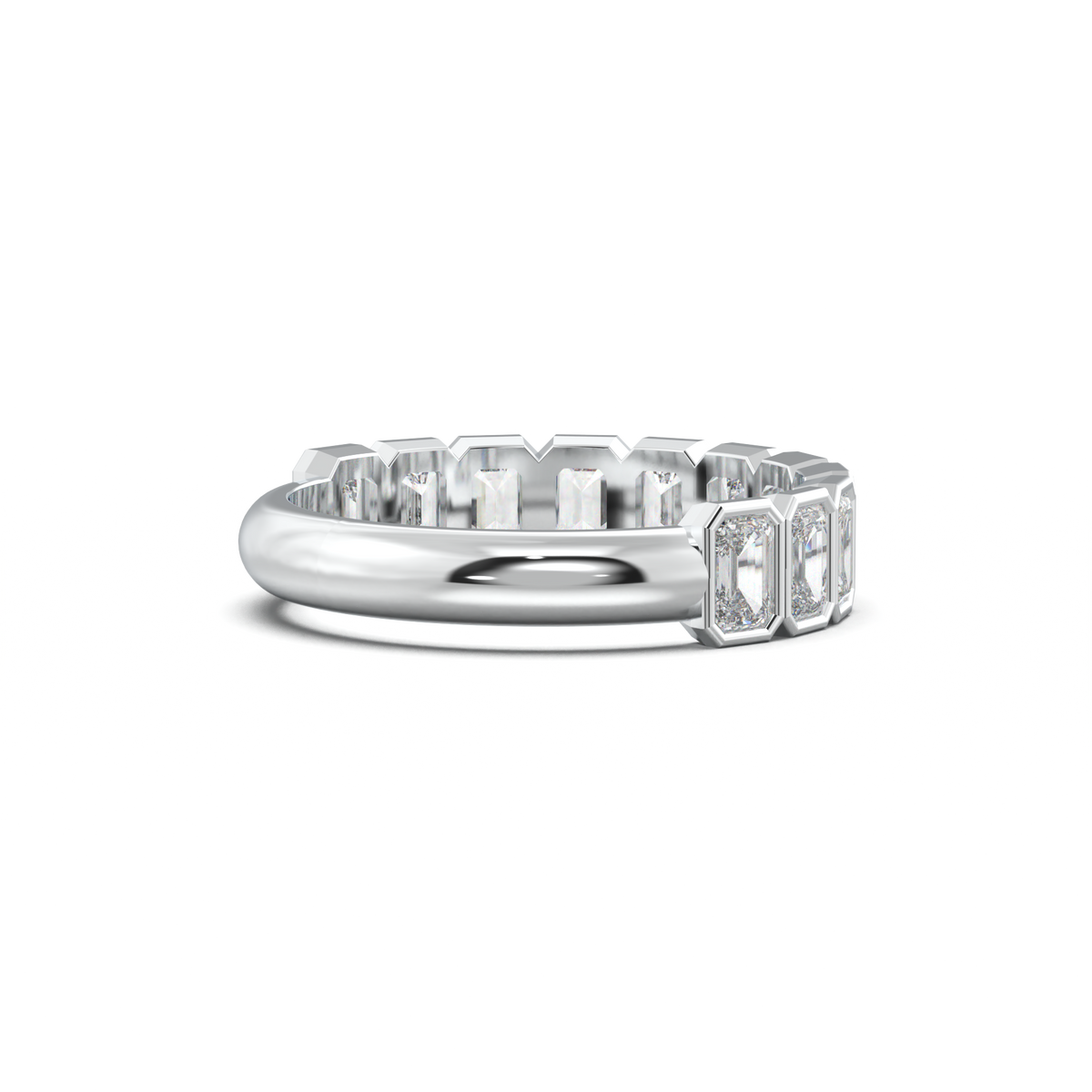 Emerald Bezel Half-Eternity Wedding Band