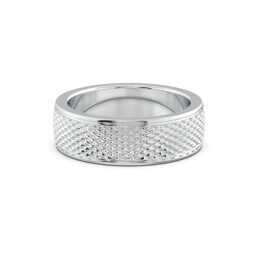 Diamond-Cut Textured Men's Wedding Band