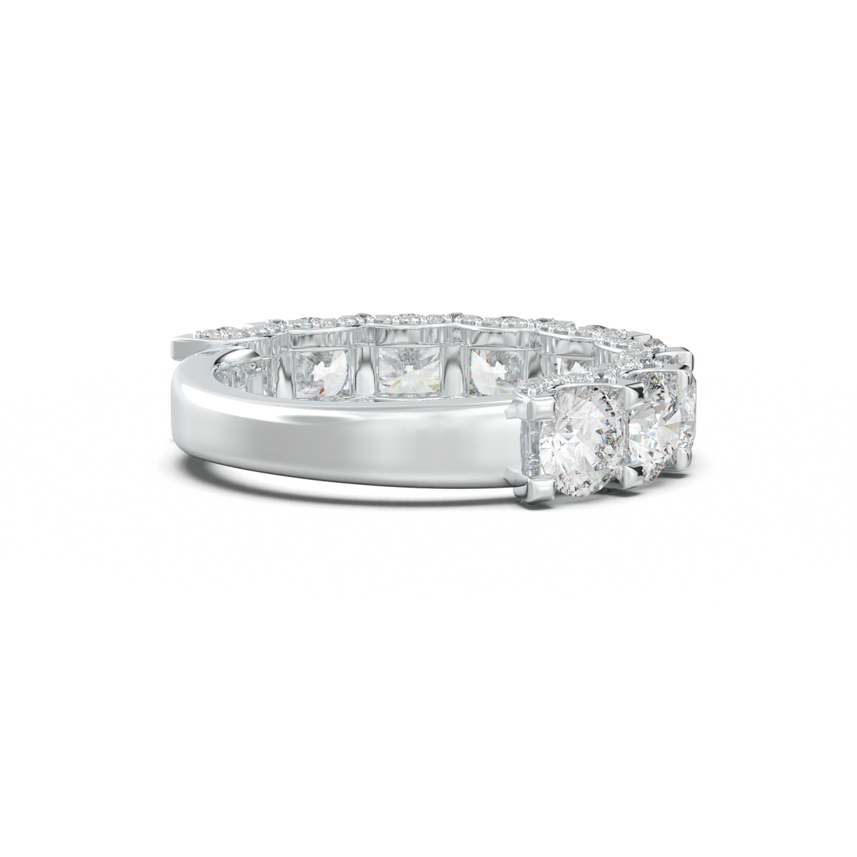 Round Diamond Pavé-Edge Wedding Band