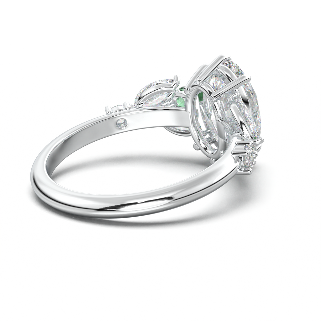 Oval Marquise-Accent Engagement Ring
