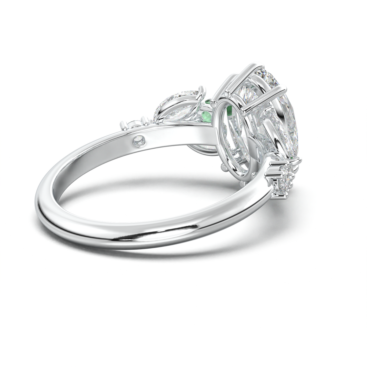 Oval Marquise-Accent Engagement Ring