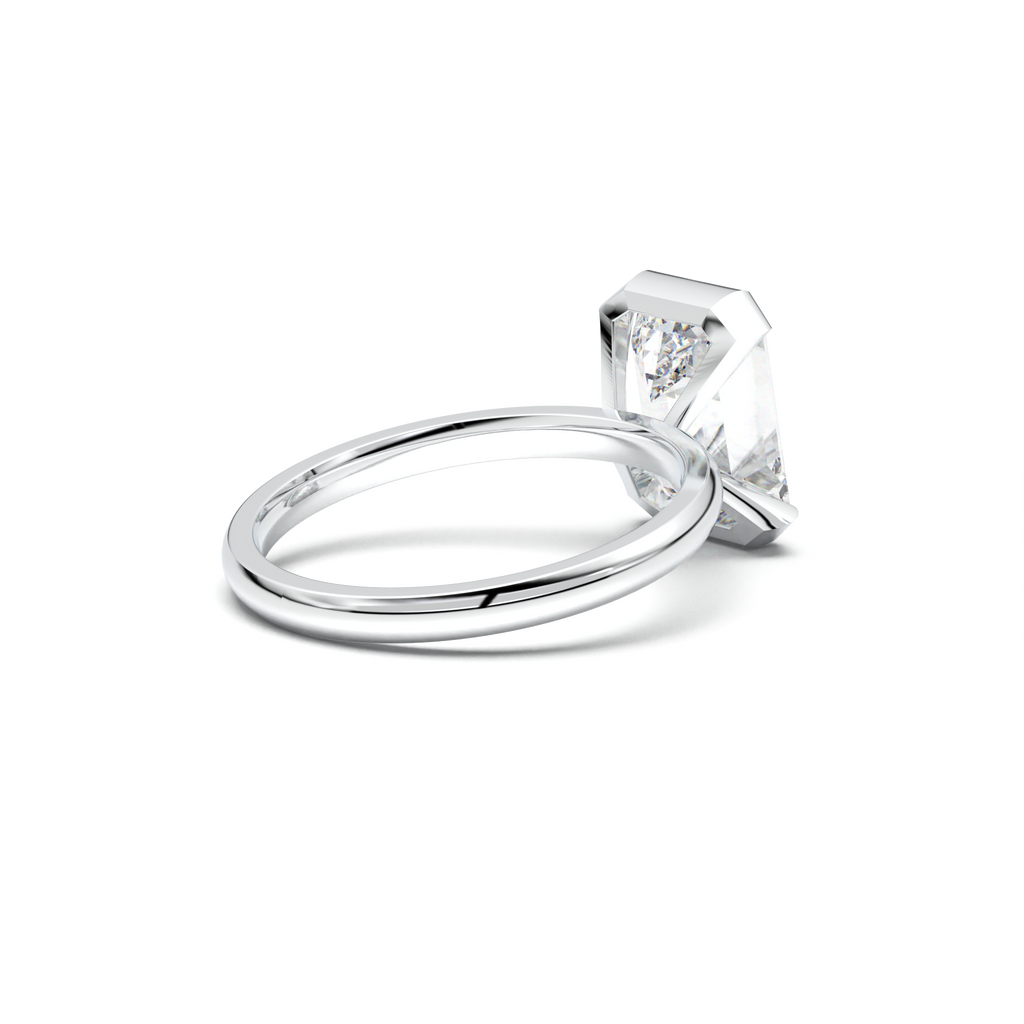 Emerald Cut Half-Bezel Engagement Ring