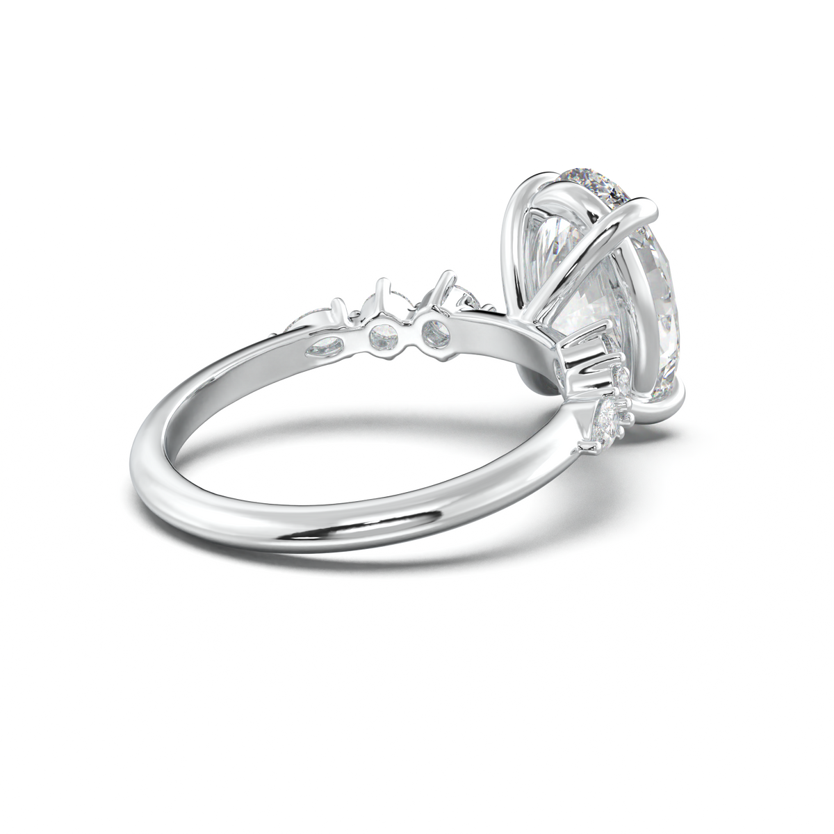 Oval Pear-Accent Engagement Ring