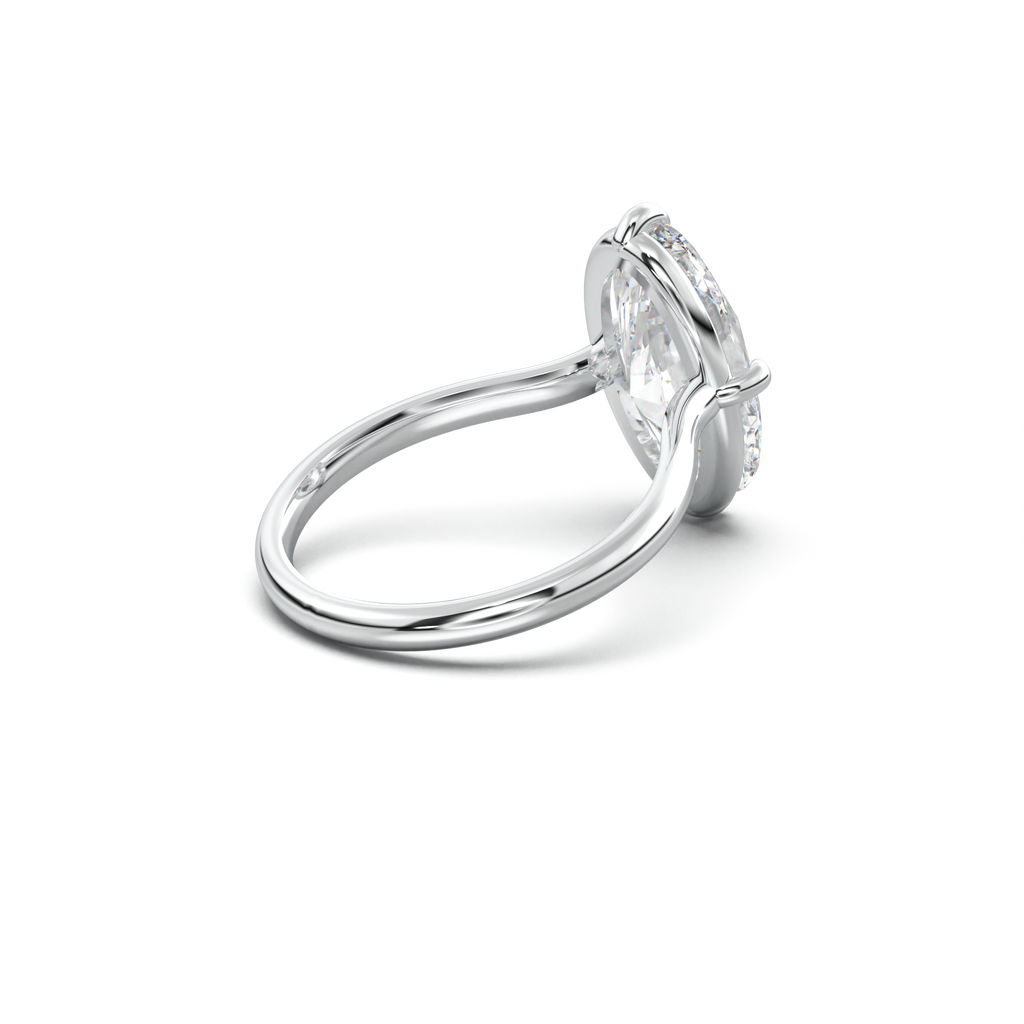 Elongated Moval Solitaire Engagement Ring
