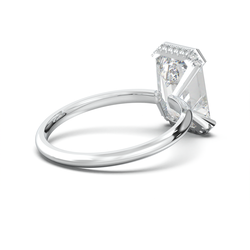 Emerald Hidden Halo Engagement Ring