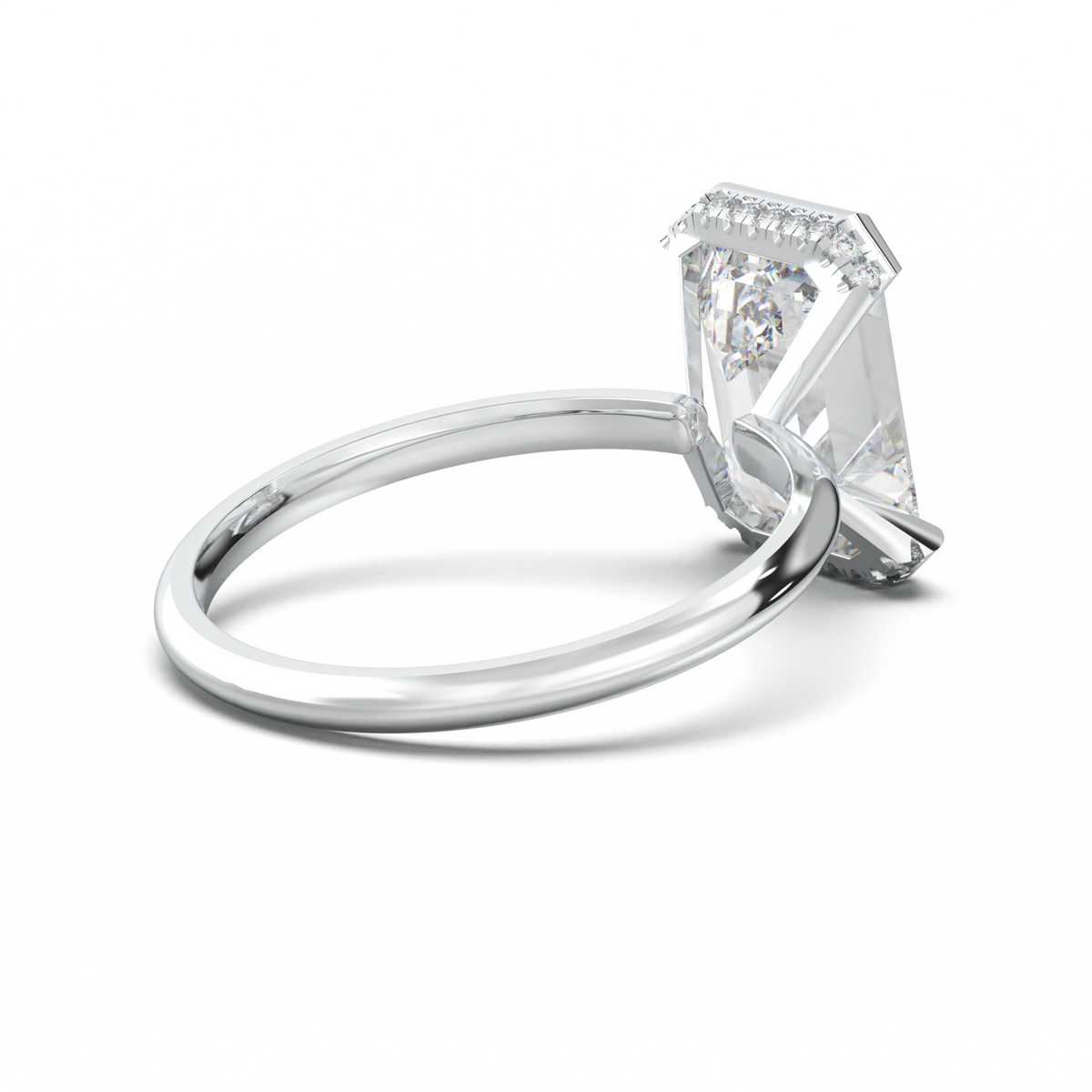 Emerald Hidden Halo Engagement Ring