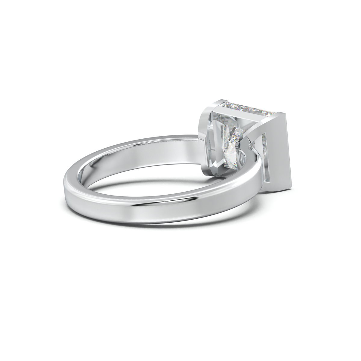 Princess Half-Bezel Engagement Ring
