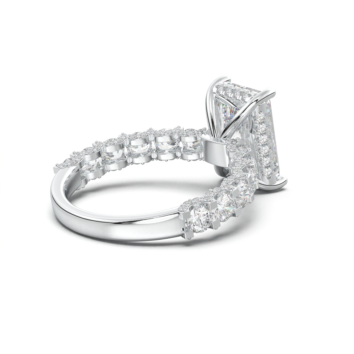 Radiant Diamond Band Engagement Ring
