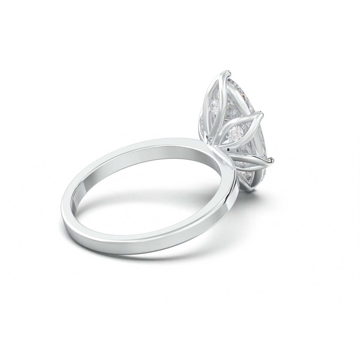 Oval Diamond-Accent Gallery Engagement Ring