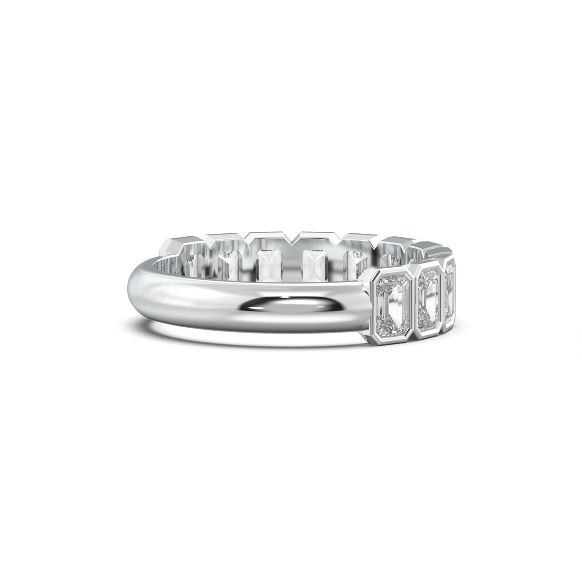 Emerald Bezel Half-Eternity Wedding Band