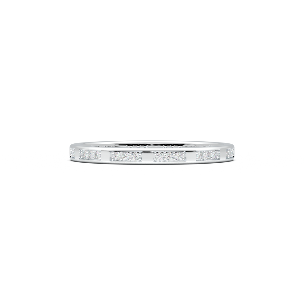 Geometric Round Diamond Wedding Band