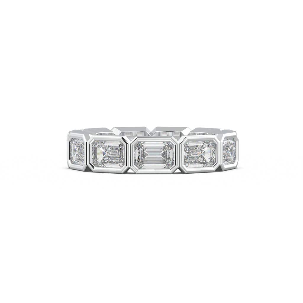 Emerald-Cut Bezel-Style Eternity Wedding Band