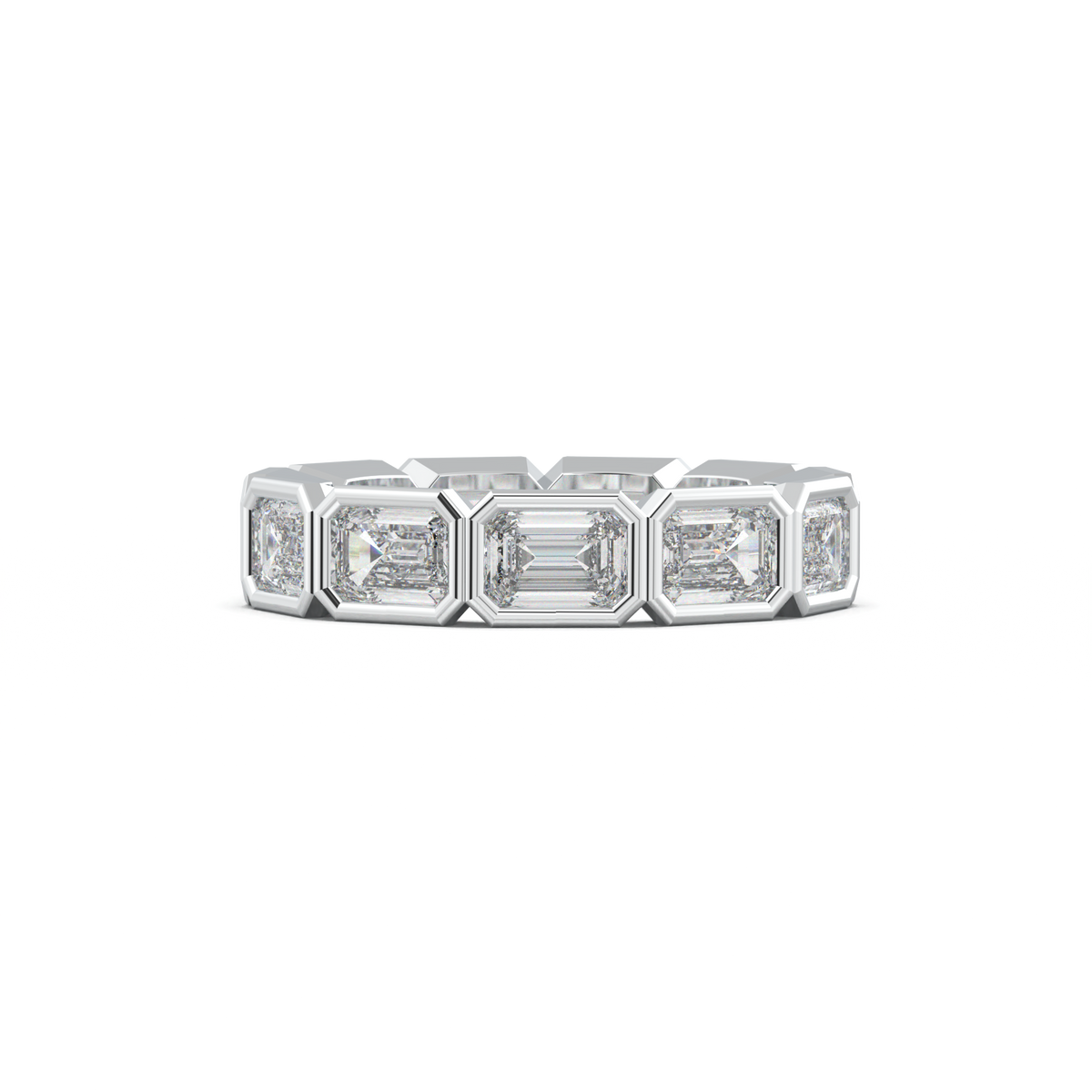 Emerald-Cut Bezel-Style Eternity Wedding Band