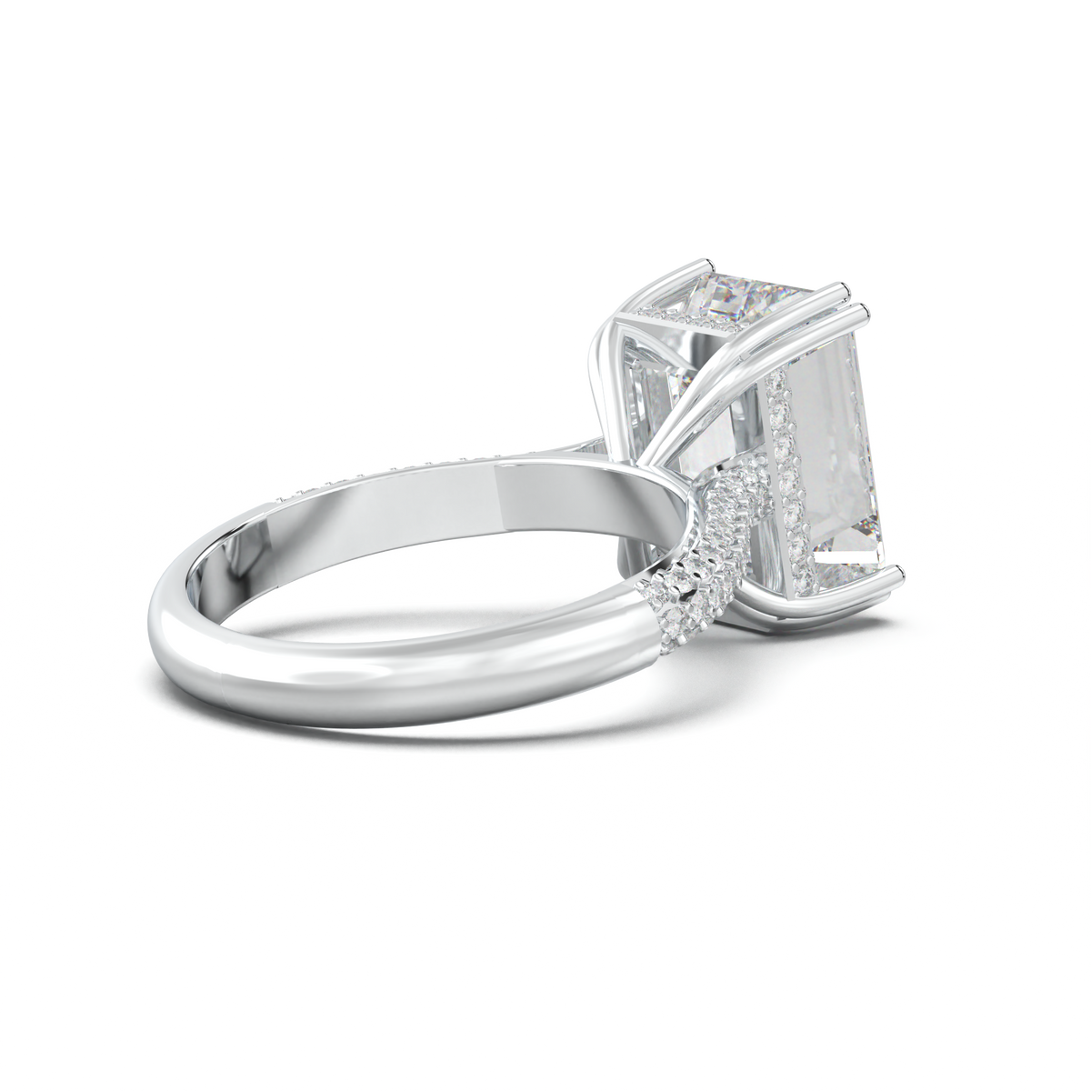 Emerald Double Pavé Engagement Ring