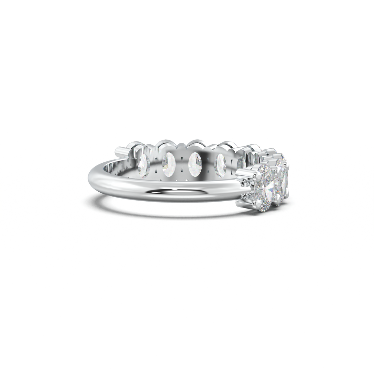 Nine-Oval Half-Eternity Wedding Band