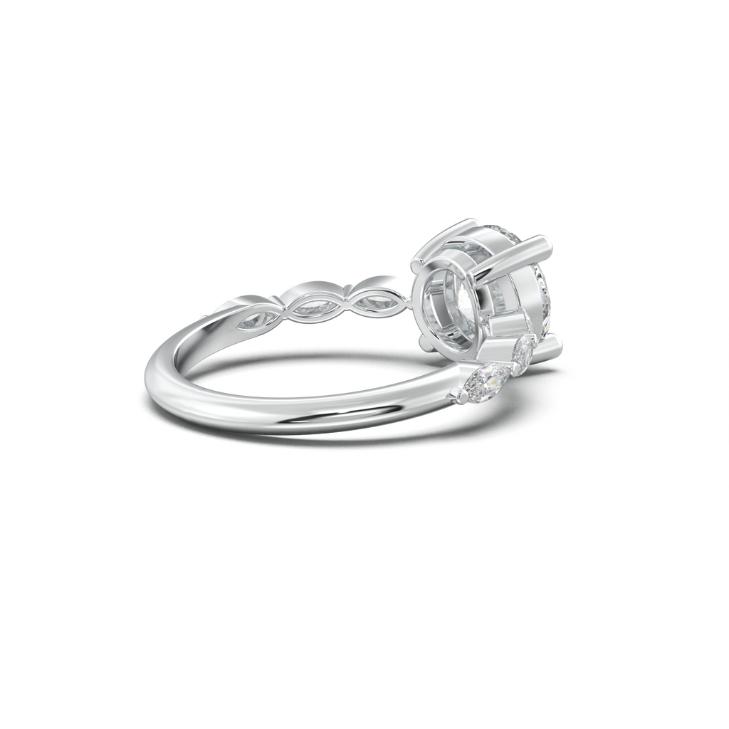 Round Marquise Side-Stone Engagement Ring