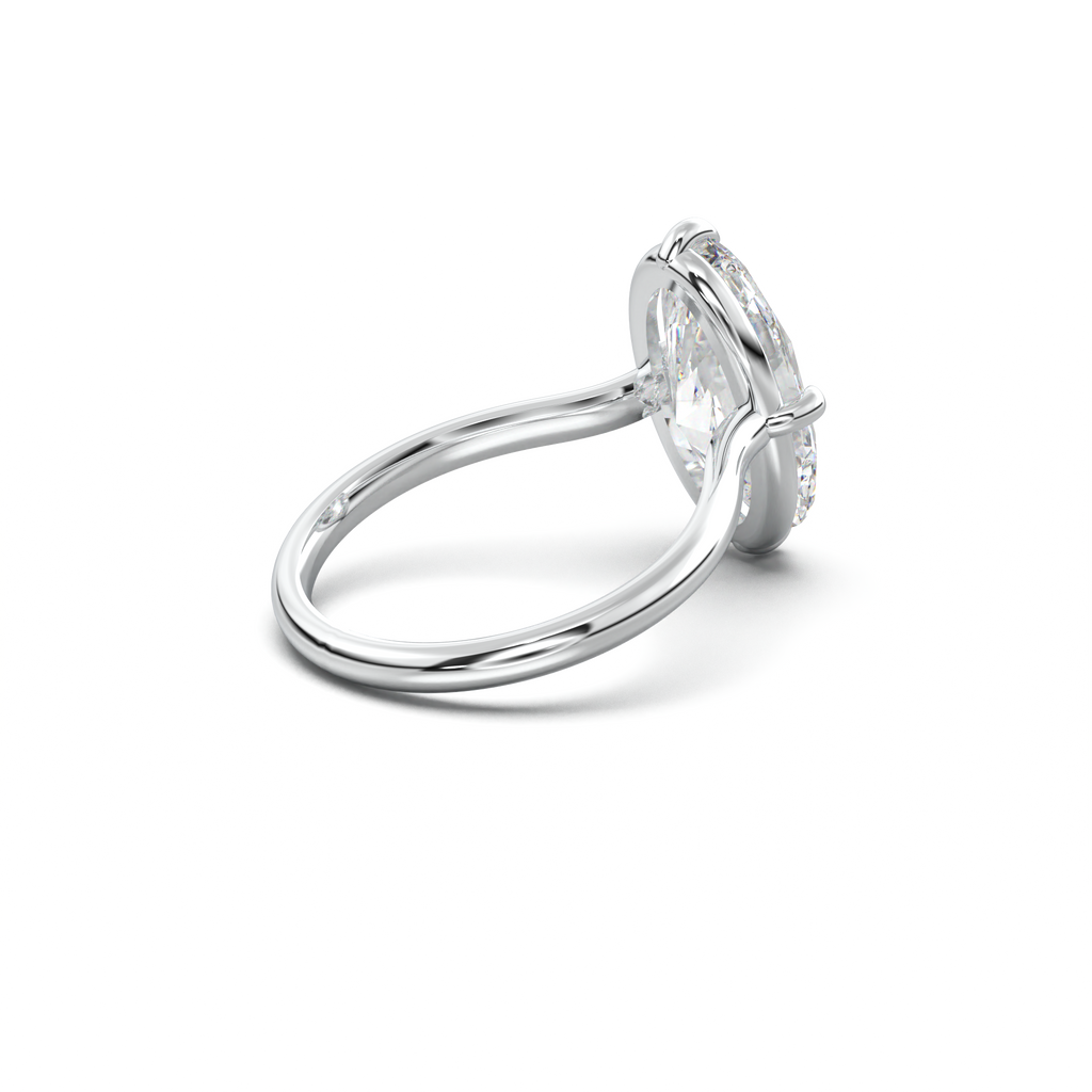 Elongated Moval Solitaire Engagement Ring