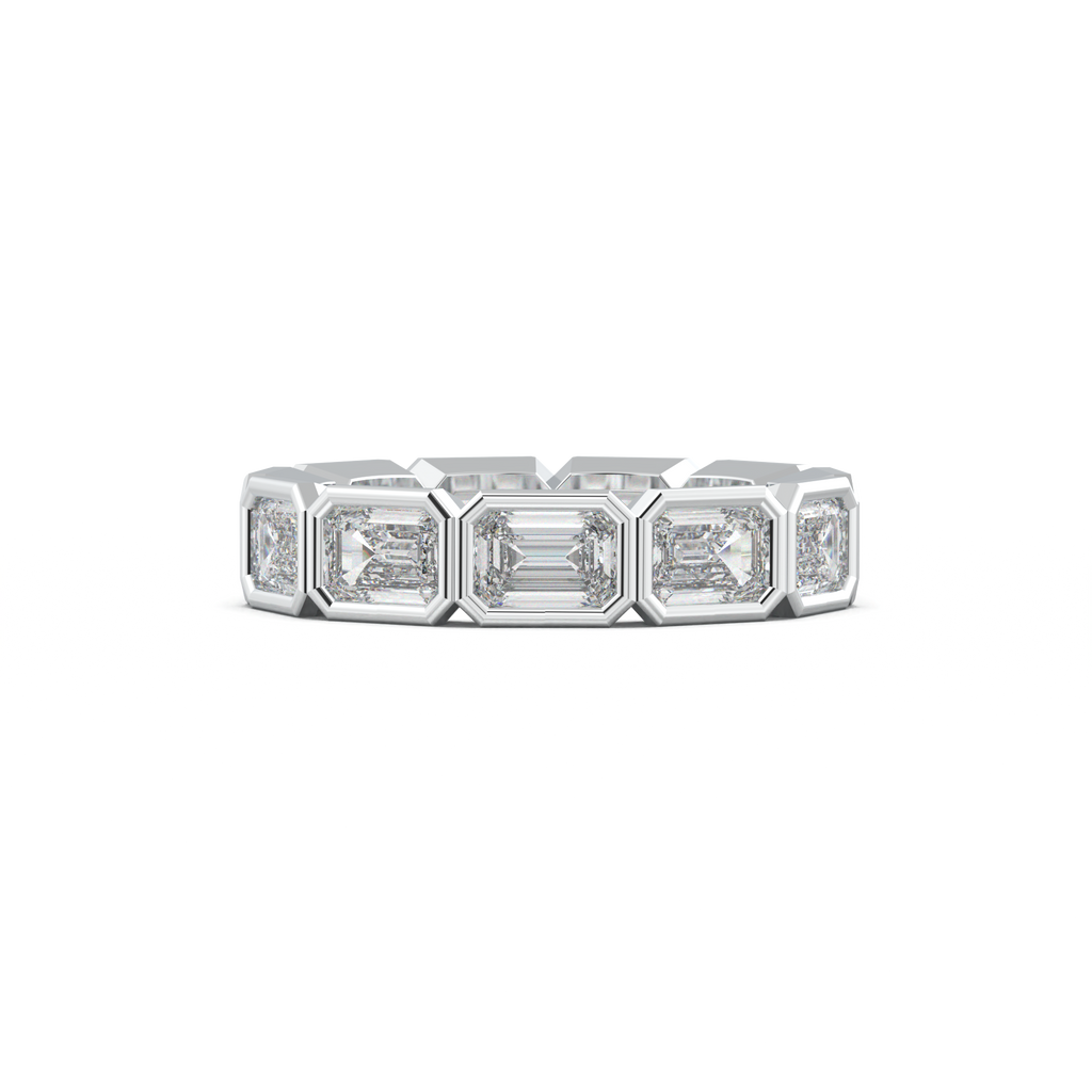 Emerald-Cut Bezel-Style Eternity Wedding Band