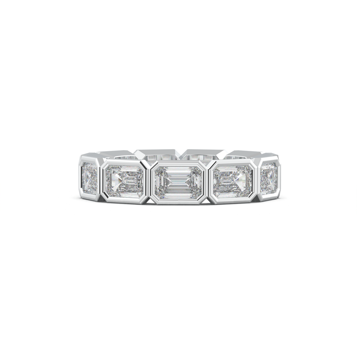 Emerald-Cut Bezel-Style Eternity Wedding Band