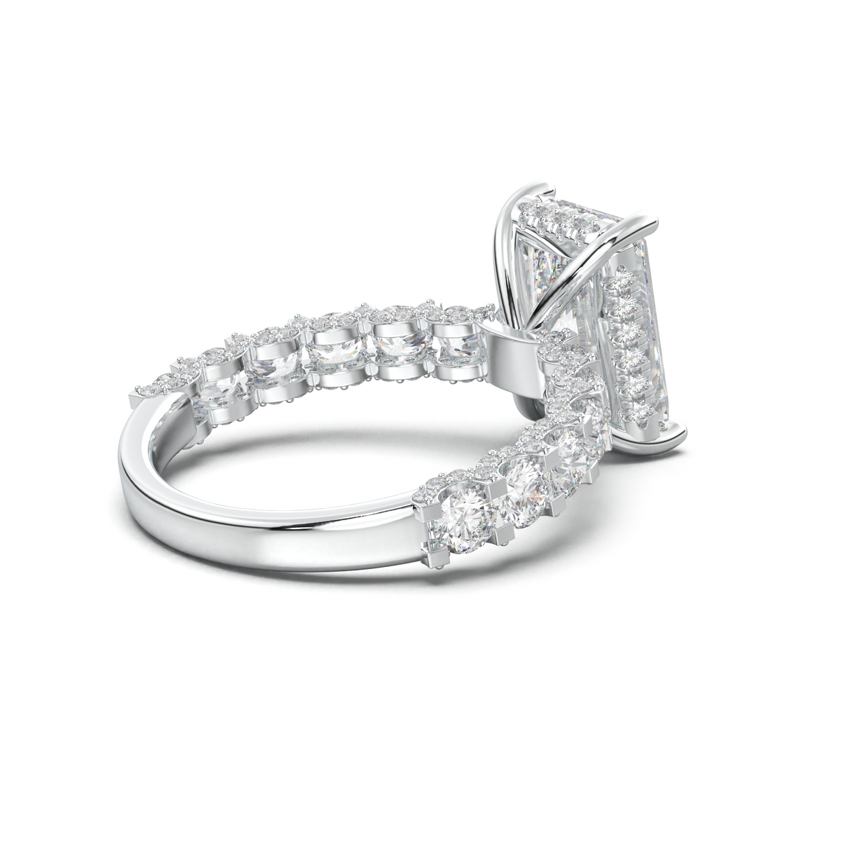 Radiant Diamond Band Engagement Ring