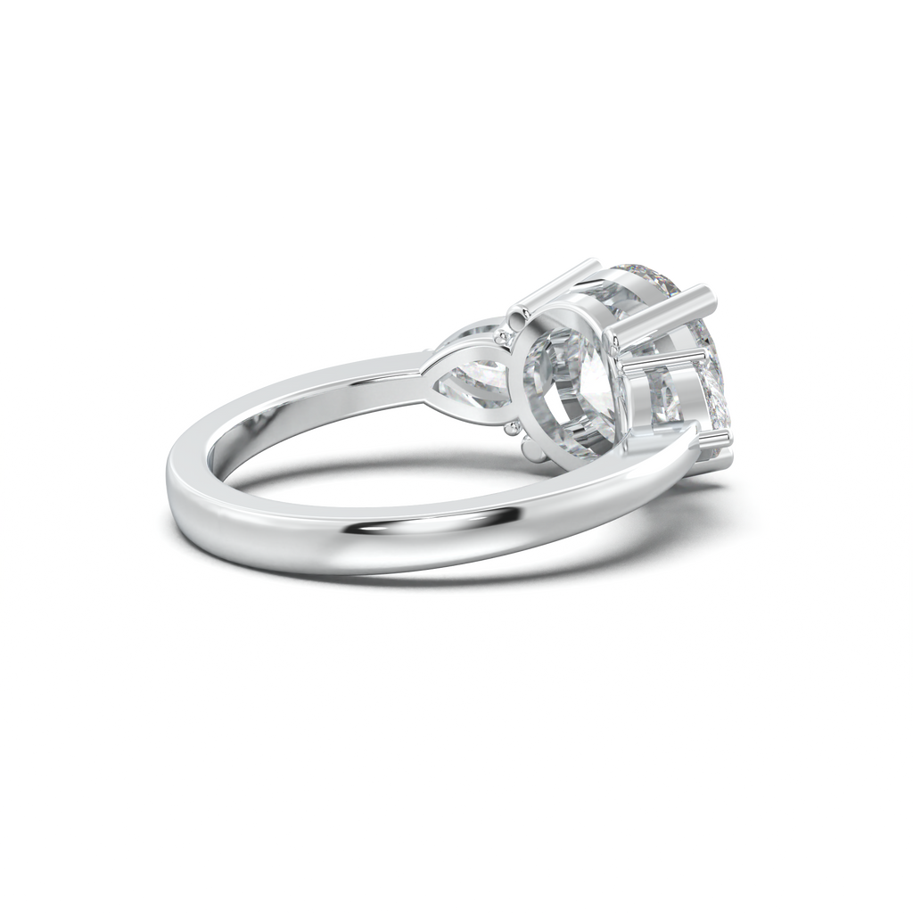 Round Pear Three-Stone Engagement Ring