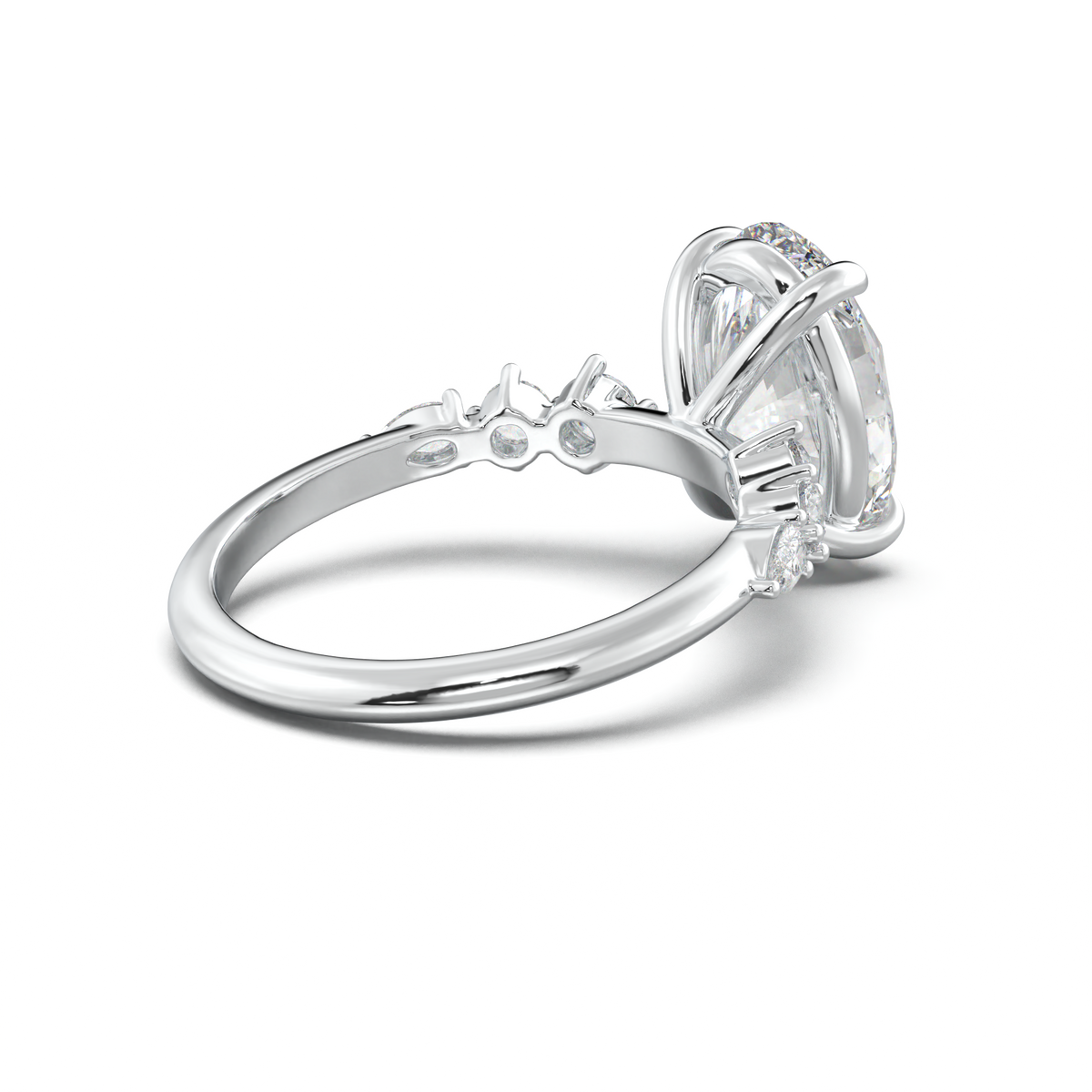 Oval Pear-Accent Engagement Ring