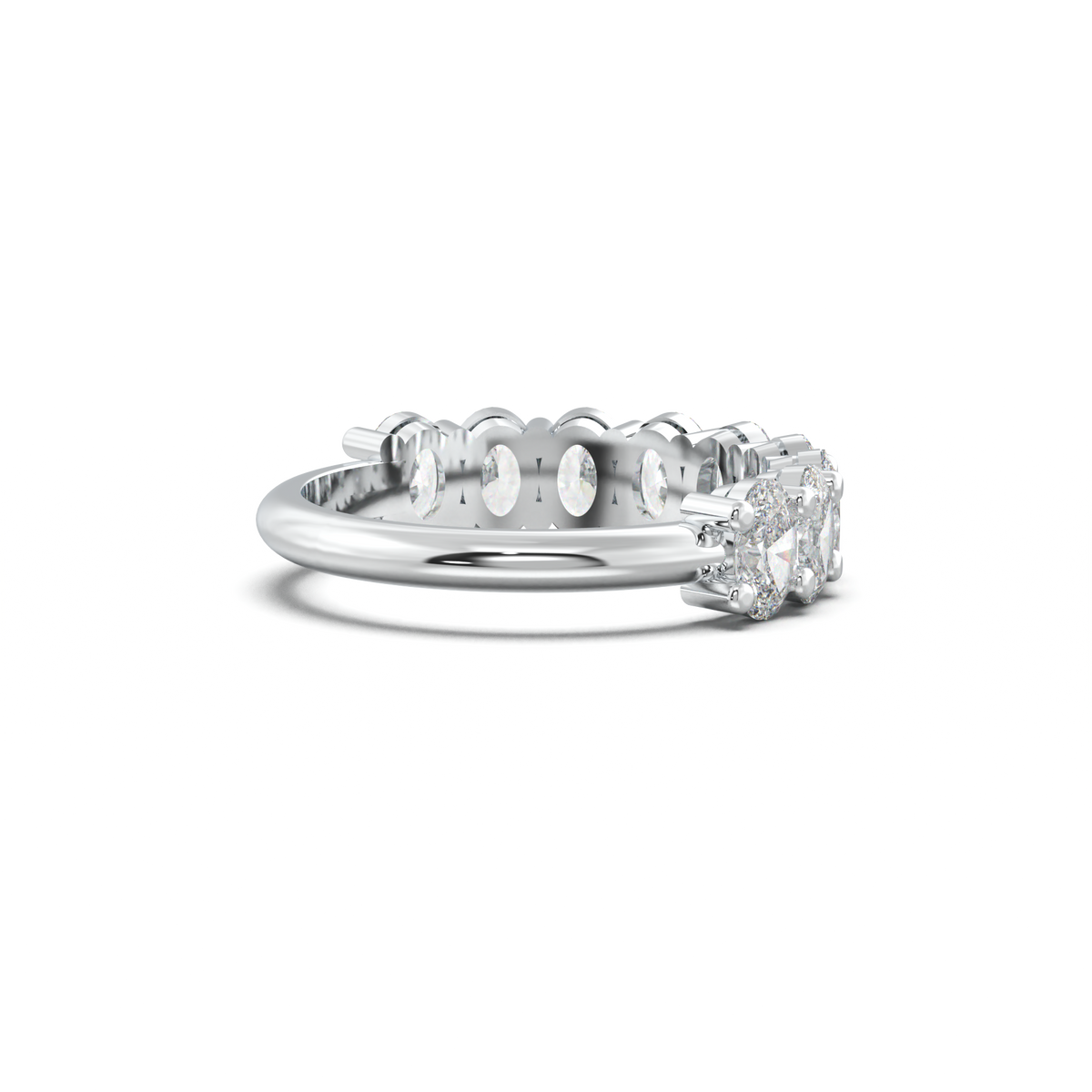 Nine-Oval Half-Eternity Wedding Band